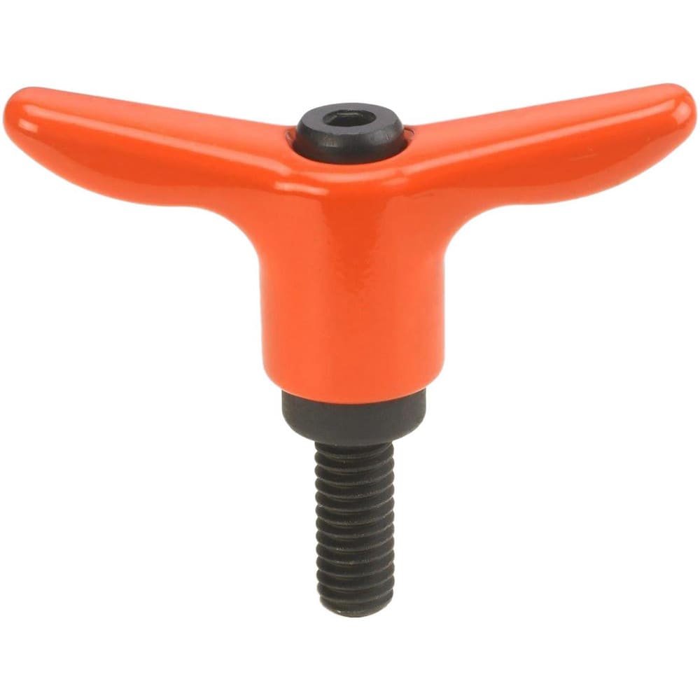 Adjustable Clamping Handle: T-Handle, M8x1.25 Thread, Fiberglass-Reinforced Plastic Handle, 13.50 mm Hub Dia, Orange