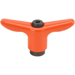 Adjustable Clamping Handle: T-Handle, #10-24 Thread, Die Cast Zinc Handle, 0.3900" Hub Dia, Orange