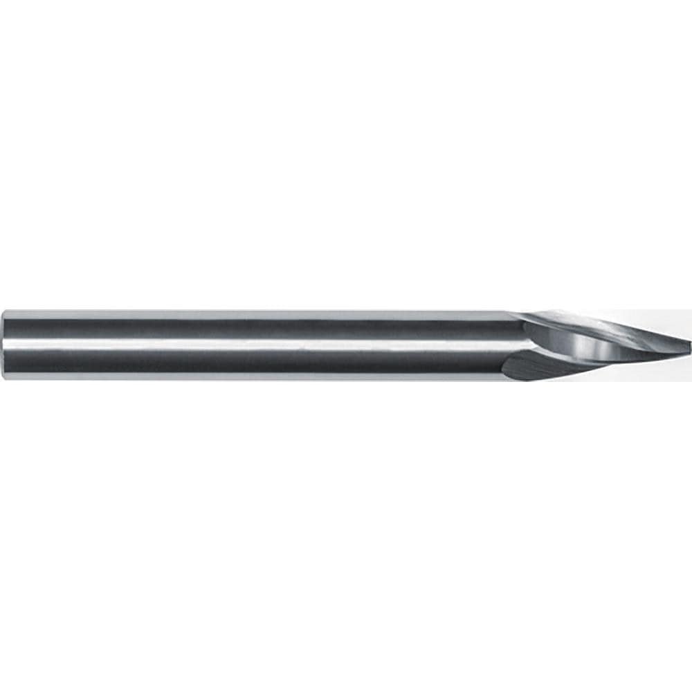 Tapered End Mill: 11 deg Angle per Side, 1/16" Small Dia, 1/2" LOC, 3 Flute, Tapered End