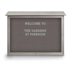 Enclosed Letter Board: 52" Wide, 40" High, Recycled Plastics, Light Gray