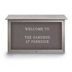 Enclosed Letter Board: 45" Wide, 30" High, Recycled Plastics, Light Gray