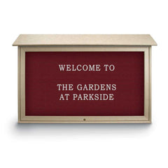 Enclosed Letter Board: 45" Wide, 30" High, Recycled Plastics, Sand