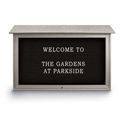 Enclosed Letter Board: 45" Wide, 30" High, Recycled Plastics, Light Gray