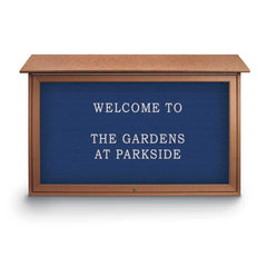 Enclosed Letter Board: 45" Wide, 30" High, Recycled Plastics, Cedar