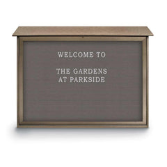 Enclosed Letter Board: 45" Wide, 30" High, Recycled Plastics, Weathered Wood