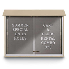 Enclosed Letter Board: 45" Wide, 36" High, Recycled Plastics, Cedar