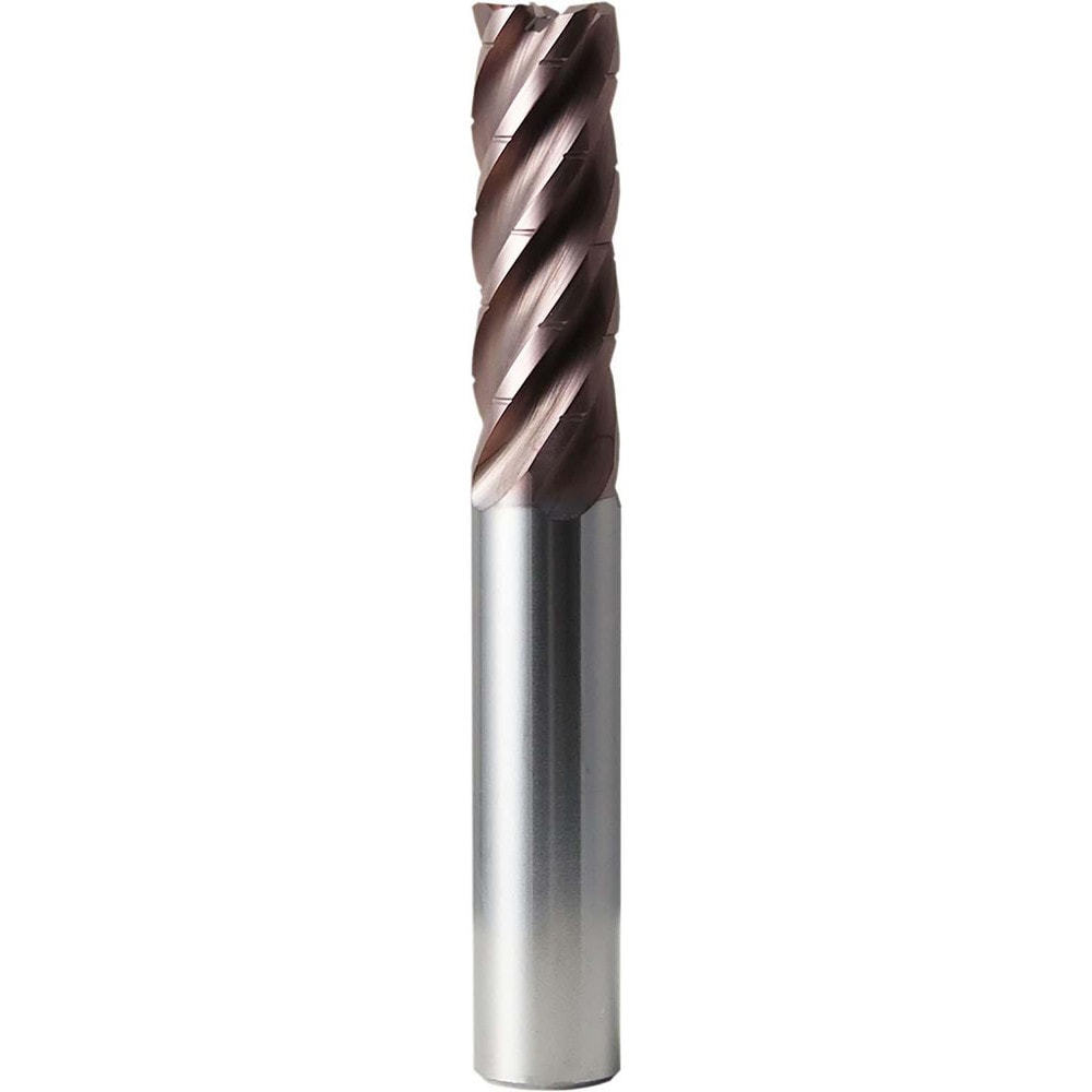 Corner Radius End Mill: 1" Dia, 3" LOC, 0.0100" Radius, 5 Flute, Solid Carbide