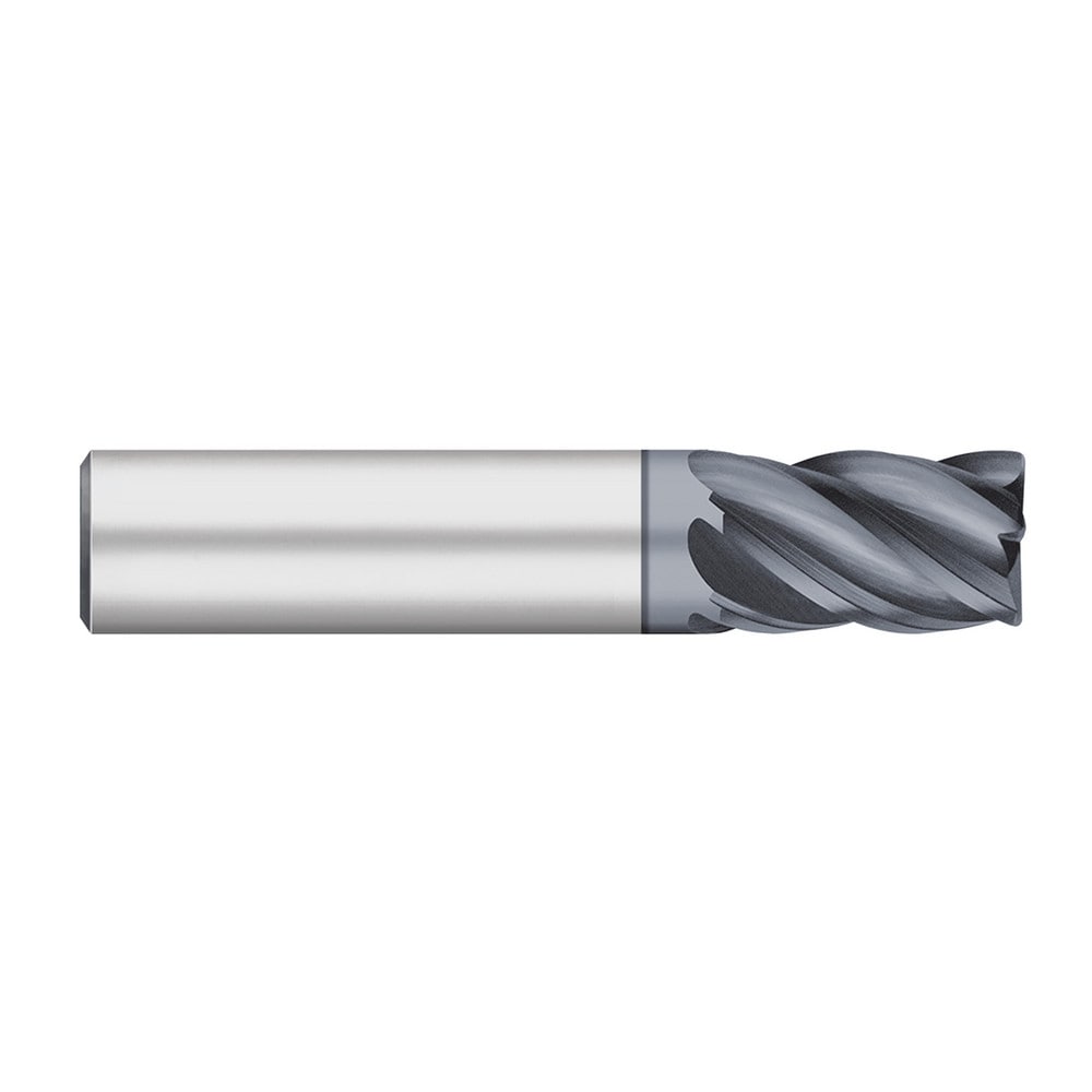 Corner Radius End Mill: 3/16" Dia, 3/8" LOC, 0.0150" Radius, 5 Flute, Solid Carbide