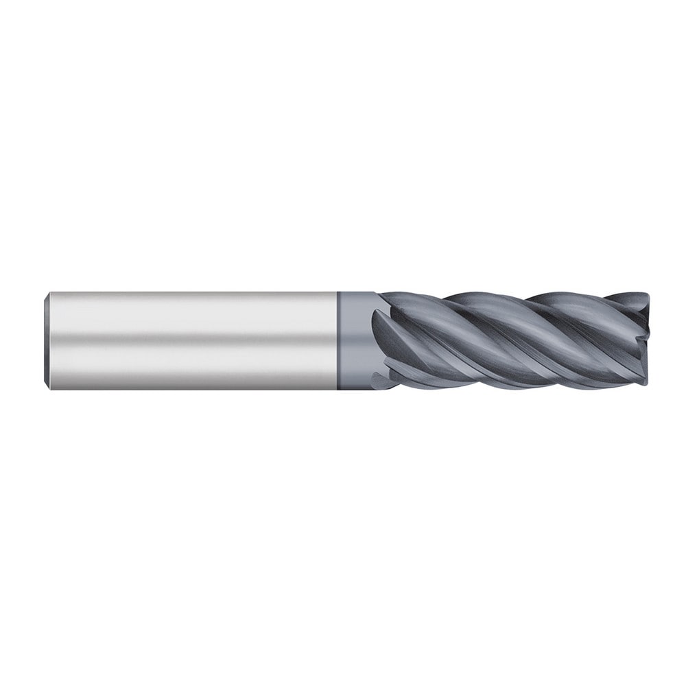 Corner Radius End Mill: 3/16" Dia, 9/16" LOC, 0.0050" Radius, 5 Flute, Solid Carbide