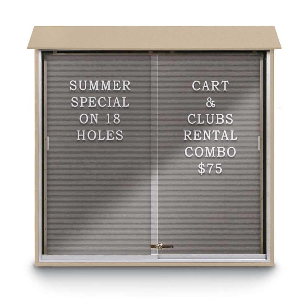 Enclosed Letter Board: 48" Wide, 48" High, Recycled Plastics, Cedar