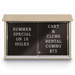 Enclosed Letter Board: 45" Wide, 30" High, Recycled Plastics, Sand