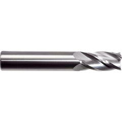 Square End Mill: 1/4" Dia, 1/2" LOC, 4 Flute, Solid Carbide