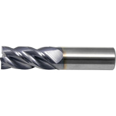 Corner Radius End Mill: 3/16" Dia, 3/8" LOC, 0.25 mm Radius, 4 Flute, Solid Carbide