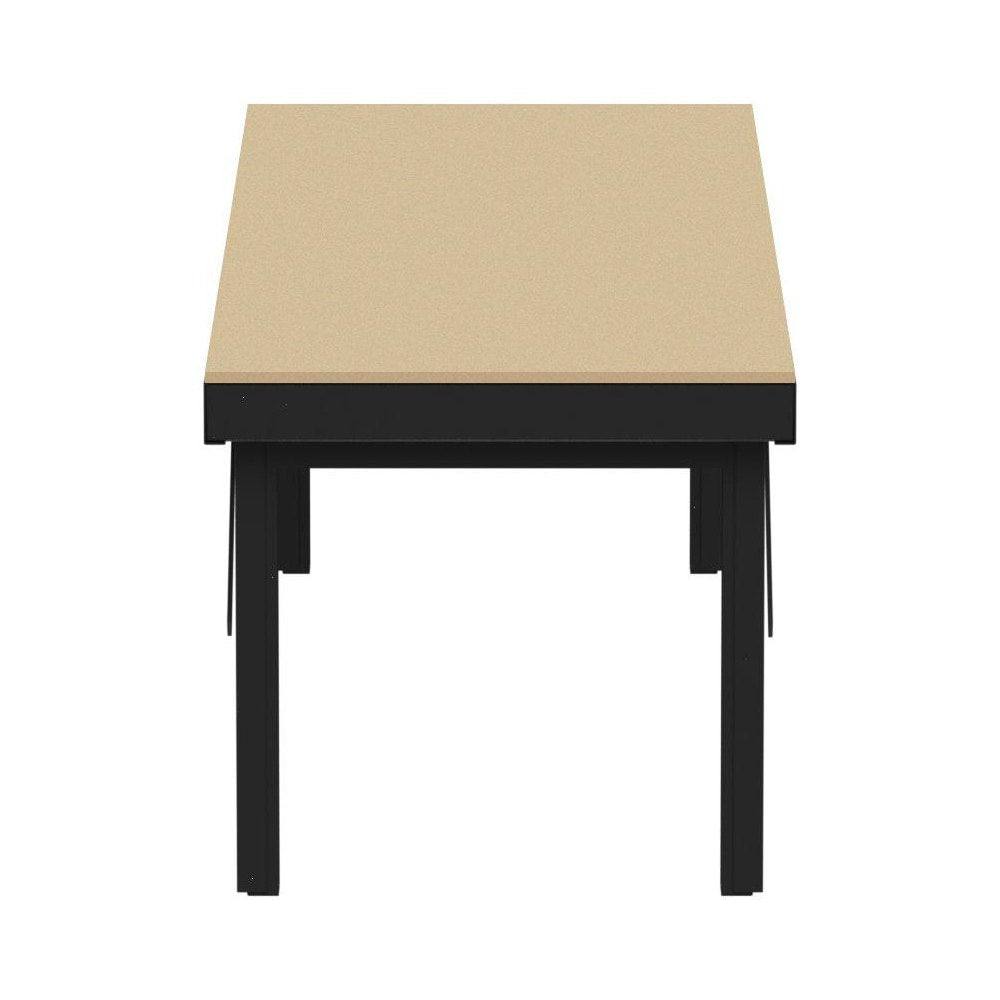 Work Table: 96" Wide, 26 to 42" High, Powder Coated, Wood Top, Steel Base, Black