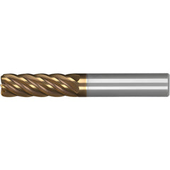 Corner Radius End Mill: 1/2" Dia, 2" LOC, 0.1900" Radius, 6 Flute, Solid Carbide