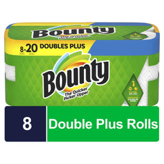 Bounty Select-A-Size Paper Towels, Double Plus Roll, White, 8 Count