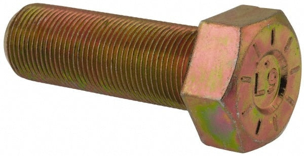 Hex Head Cap Screw: 1-14, 3" Length Under Head, Grade L9 Steel, Yellow Zinc Dichromate Finish