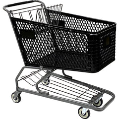 Shopping Cart Utility Cart: 38-37/50" Long, 21-15/32" Wide, Plastic, 248.000 lb Capacity, Black