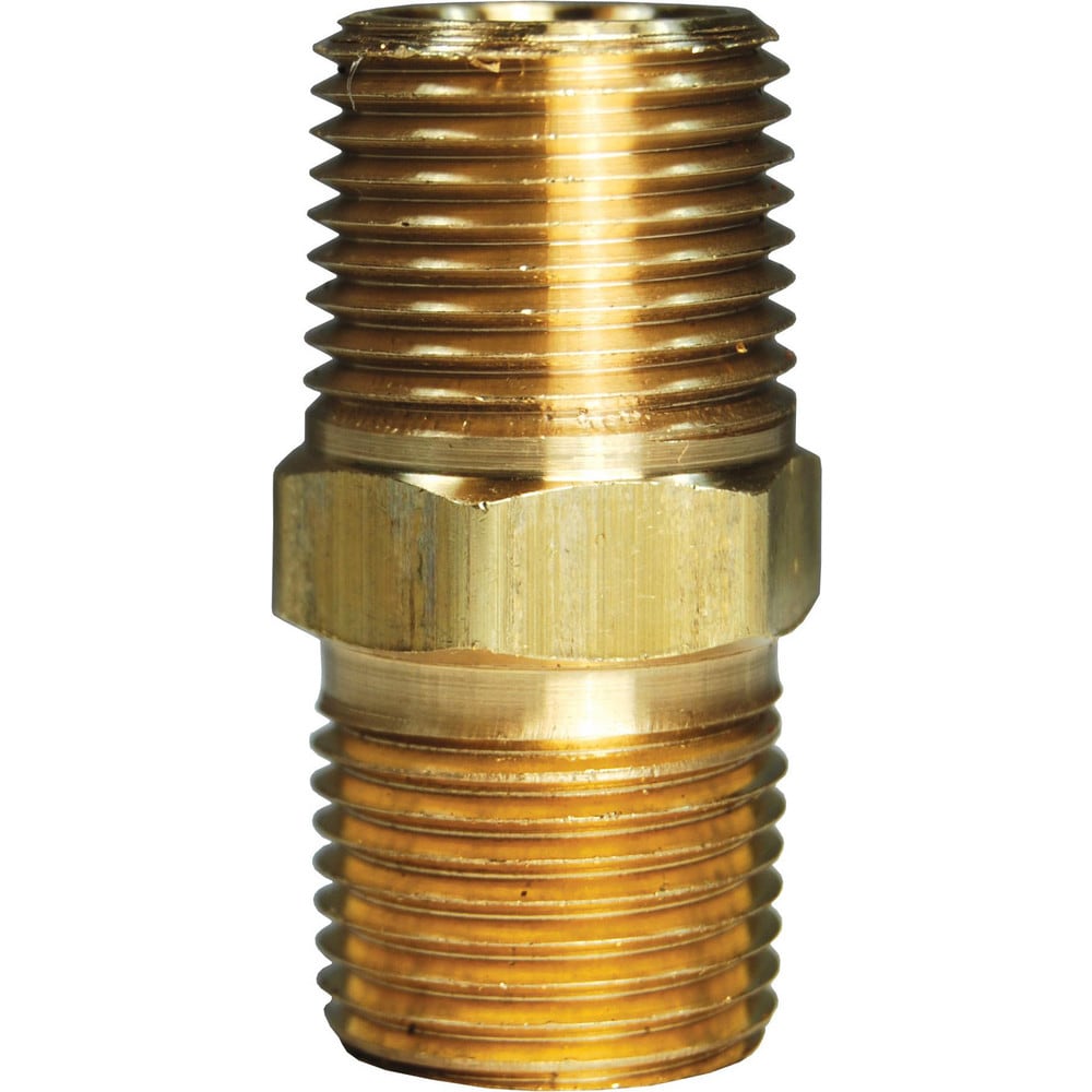 Brass & Chrome Pipe Fittings; Fitting Type: Male Hex Nipple; Fitting Size: 3/4; End Connections: MNPT; Material Grade: CA360; Connection Type: Threaded; Pressure Rating (psi): 1000; Fitting Shape: Straight; Thread Standard: NPTF