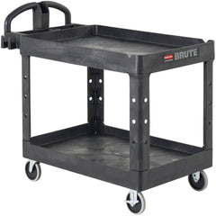 Service Utility Cart: 39" Long, 18" Wide, Resin, 500 lb Capacity, Black