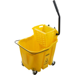 Mop Buckets & Wringers; Connection Type: None; Mop Capacity: 35; Handle Material: Ergonomic Dual Component; Color: Yellow; Features: Color-Coded Design, Anti-Splash Technology, Side Press Wringer, Anti-Tip, Durable Material, Ergonomic Handle, Scuff Resist