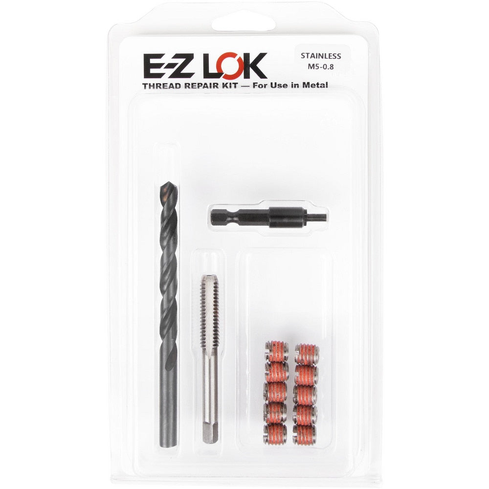 Thread Repair Kits; Kit Type: Thread Repair; Insert Thread Size (mm): M5x0.8; Includes Drill: Yes; Includes Tap: Yes; Includes Installation Tool: Yes; Includes Tang Removal Tool: No; Insert Length (mm): 7.50