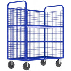 Cage Utility Cart: 57" Long, 30" Wide, Steel, 1600 lb Capacity, Blue