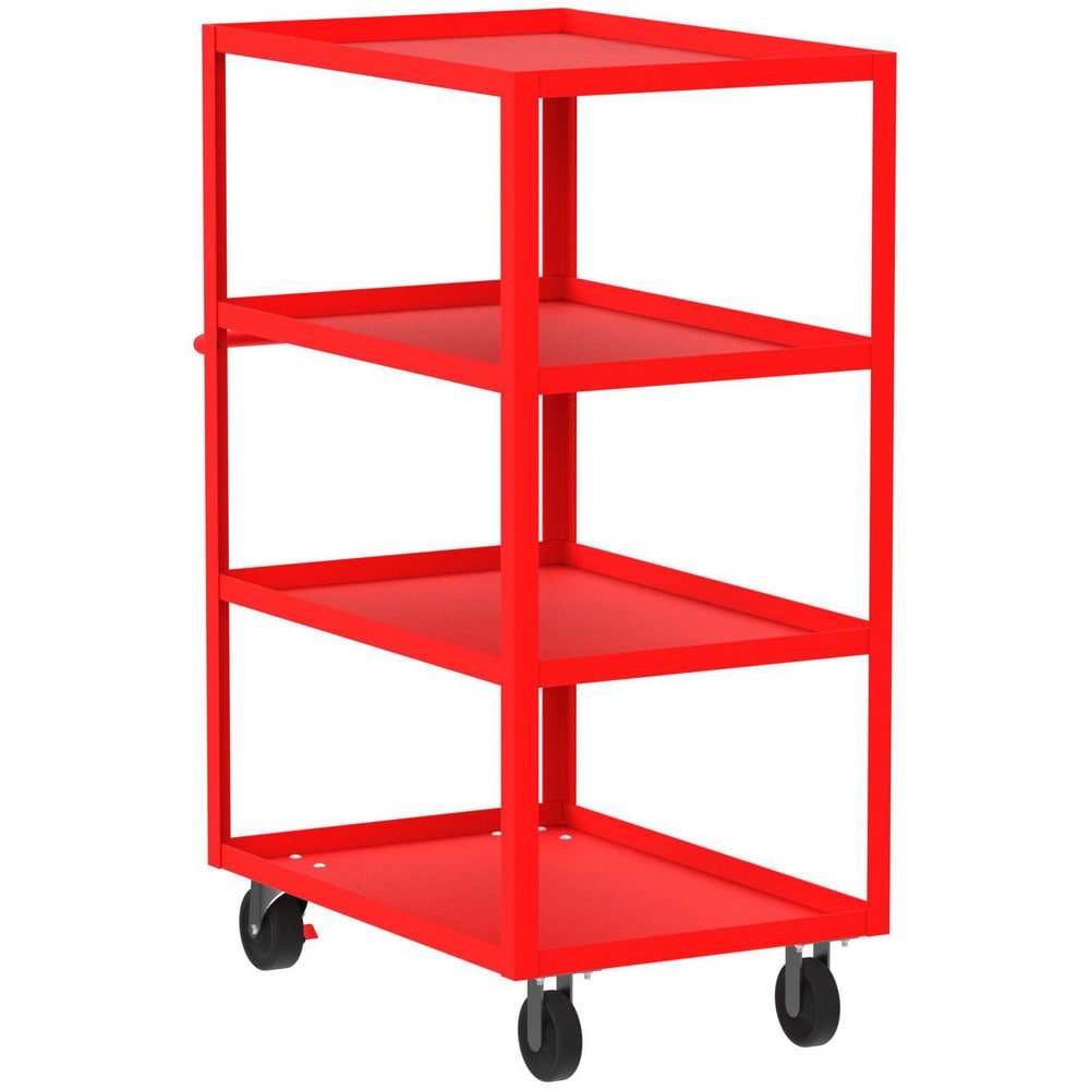 Shelf Utility Cart: 41" Long, 24" Wide, Steel, 3600 lb Capacity, Red