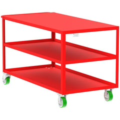 Shelf Utility Cart: 65" Long, 30" Wide, Steel, 2000 lb Capacity, Red