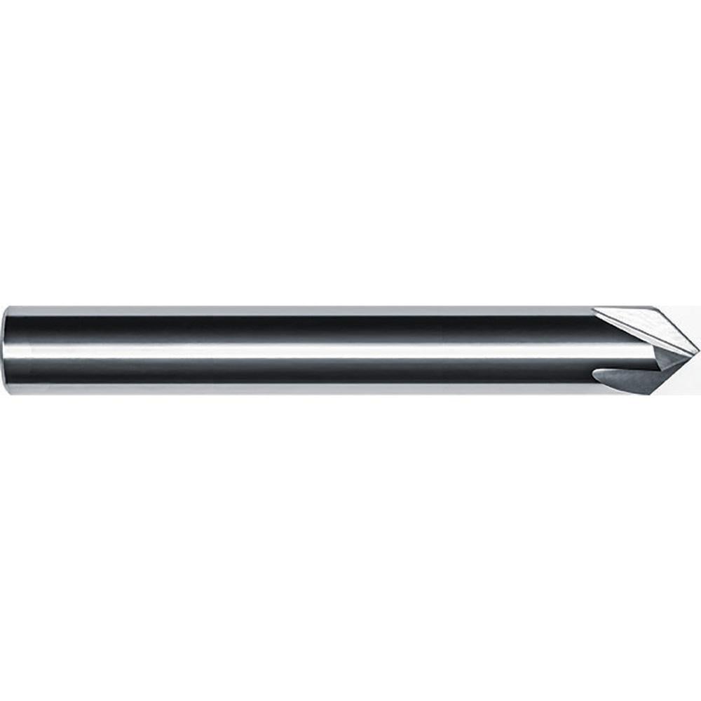 Chamfer Mill: 1/4" Dia, 1/4" Shank Dia, 120.00 deg, 4 Flute, Solid Carbide, Single End