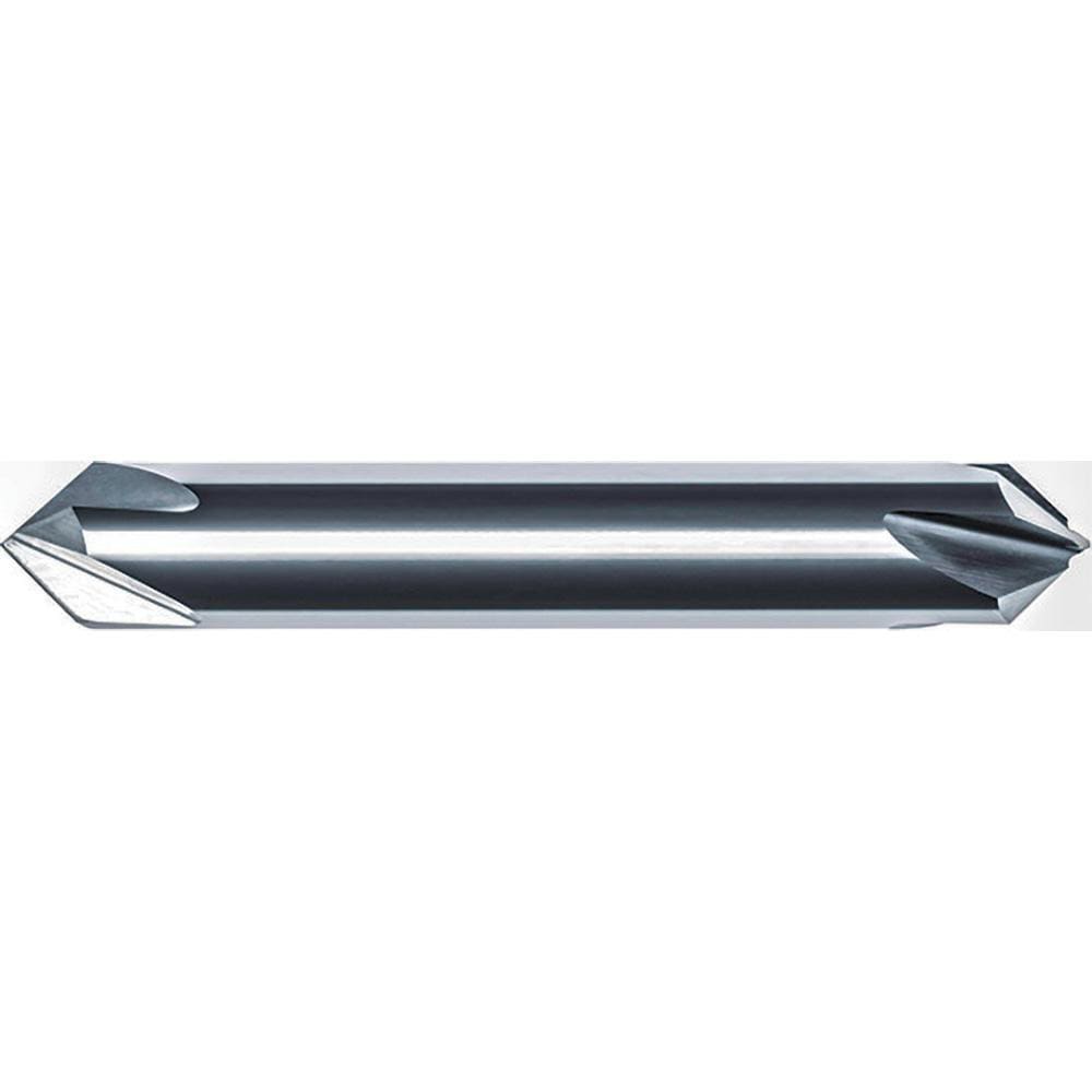 Chamfer Mill: 3/16" Dia, 3/16" Shank Dia, 100.00 deg, 4 Flute, Solid Carbide, Double End