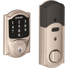 Deadbolts; Deadbolt Type: Deadlatch; Lock Type: Single Cylinder; Key Type: Key Codeable; Mount Type: Surface; Material: Metal; Minimum Door Thickness: 1.375 in; Maximum Door Thickness: 1.75; Finish: Satin Nickel