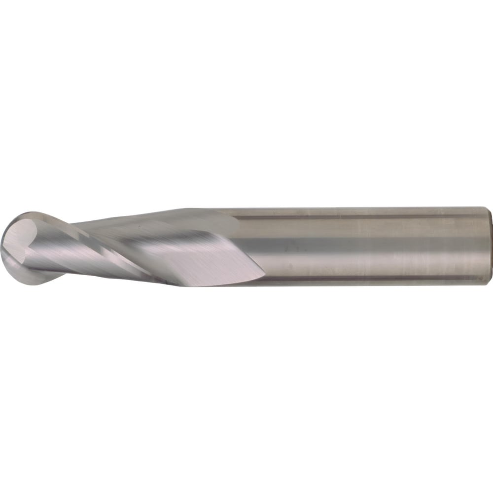 Ball End Mill: 7/8" Dia, 3" LOC, 2 Flute, High Speed Steel