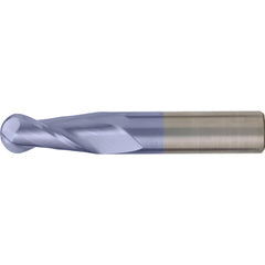 Ball End Mill: 3/8" Dia, 1-1/2" LOC, 2 Flute, High Speed Steel