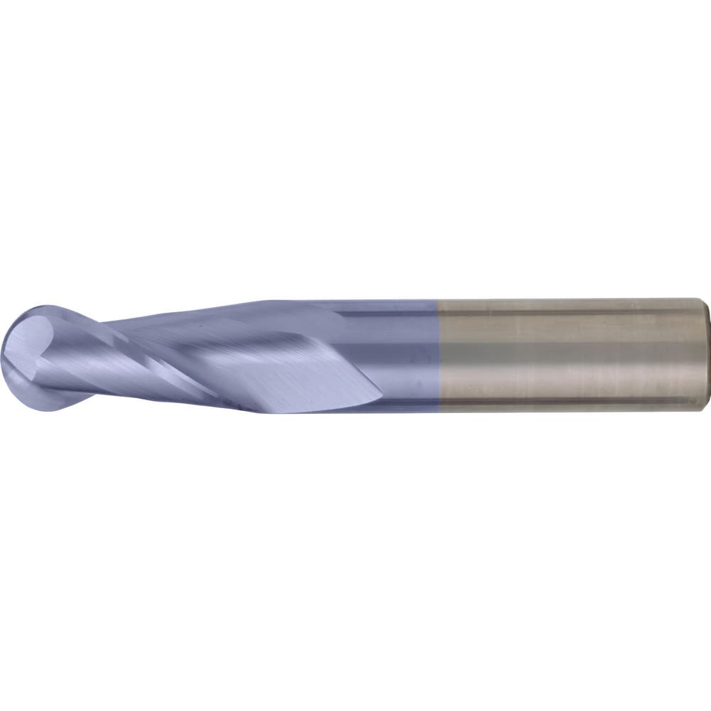 Ball End Mill: 9/16" Dia, 1-1/4" LOC, 2 Flute, High Speed Steel