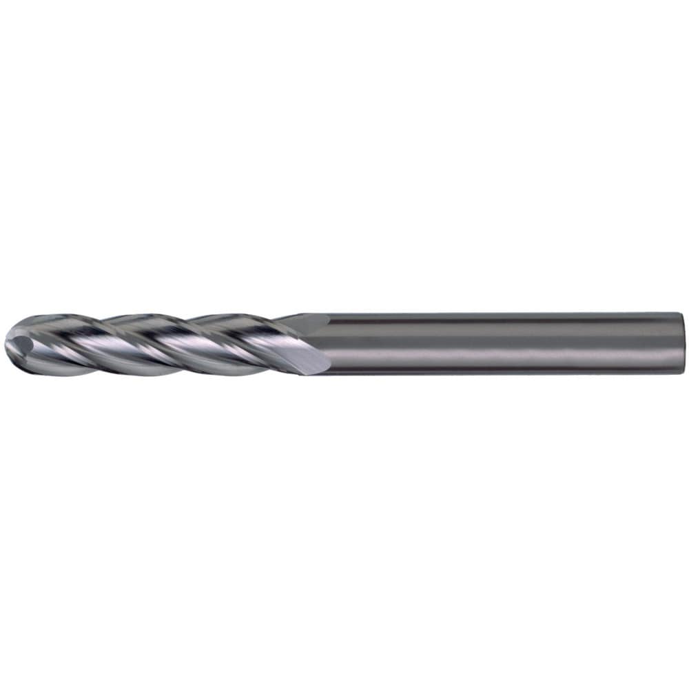 Ball End Mill: 1/32" Dia, 3/32" LOC, 4 Flute, Solid Carbide