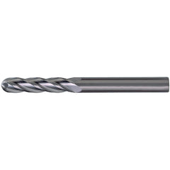 Ball End Mill: 11/64" Dia, 5/8" LOC, 4 Flute, Solid Carbide