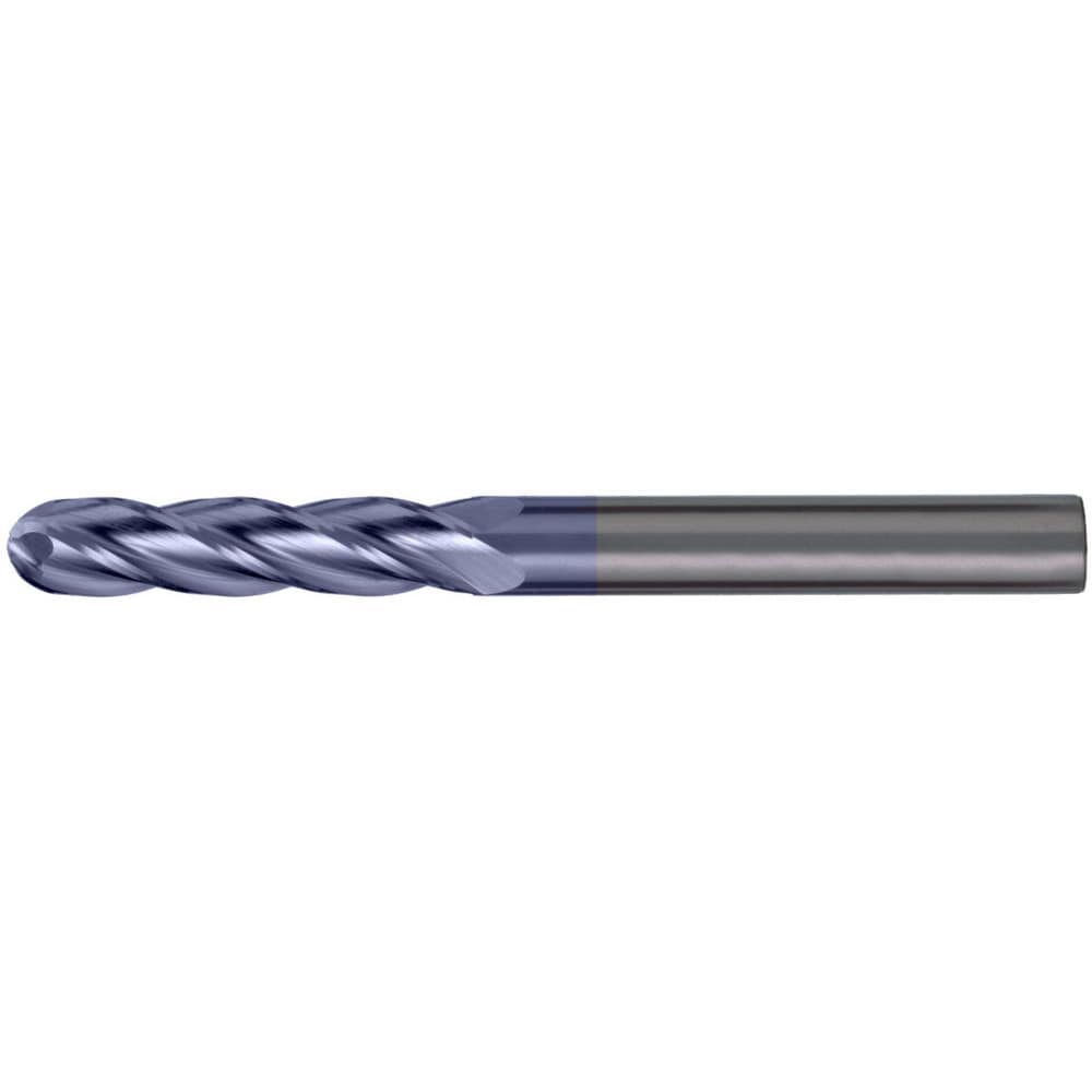 Ball End Mill: 9/16" Dia, 1-1/4" LOC, 4 Flute, Solid Carbide