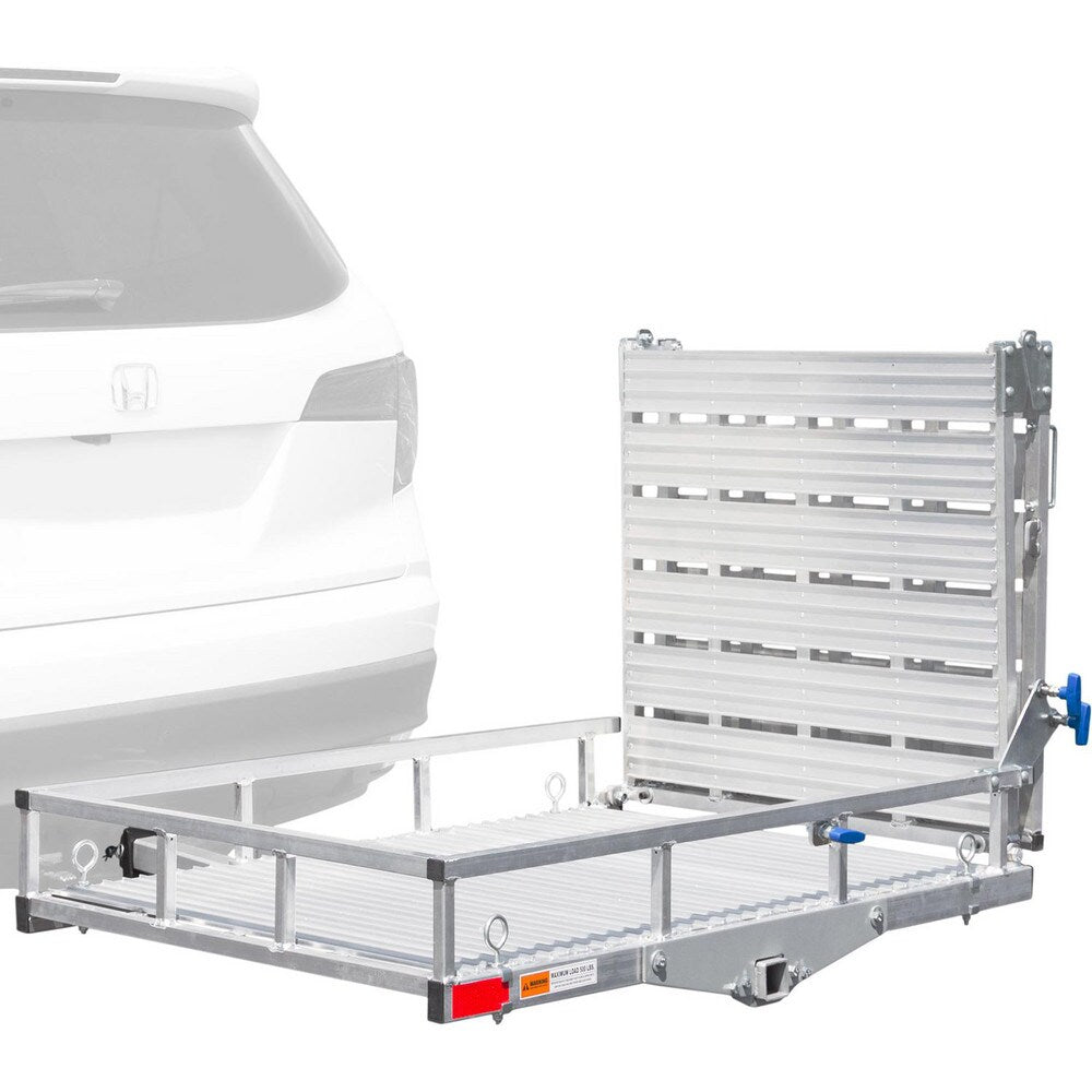 Trailer & Truck Cargo Accessories; Type: Cargo/Mobility Carrier w/Ramp; For Use With: 11-18" Trailer Hitch Height, 2" Receivers; Material: Aluminum; Length: 48-1/4; Width (Inch): 32-1/4; Color: Silver; Load Capacity (Lb.): 500.000