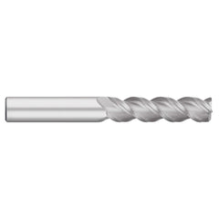 Corner Radius End Mill: 1/8" Dia, 3/4" LOC, 0.0100" Radius, 3 Flute, Solid Carbide