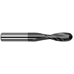 Ball End Mill: 3/16" Dia, 0.5700" LOC, 2 Flute(s), Solid Carbide