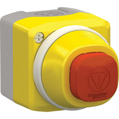 Pushbutton Control Stations; Control Station Type: Control Station; Number of Operators: 1; Legend Markings: No Legend; Switch Action: Turn to Release; Contact Configuration: NO/2NC; Operator Type: Mushroom Head