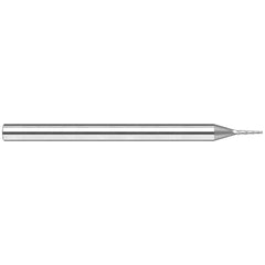 Tapered End Mill: 5 deg Angle per Side, 1/64" Small Dia, 5/64" LOC, 4 Flute, Tapered End