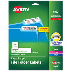 Label Maker Label: White, Paper, 3-7/16" OAL, 450 per Roll