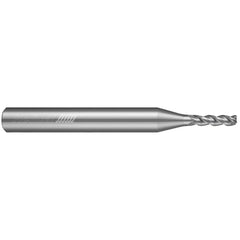 Corner Radius End Mill: 3/16" Dia, 7/16" LOC, 0.0100" Radius, 3 Flute, Solid Carbide