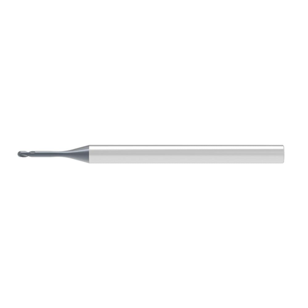 Ball End Mill: 0.40 mm Dia, 0.24 mm LOC, 2 Flute, Solid Carbide