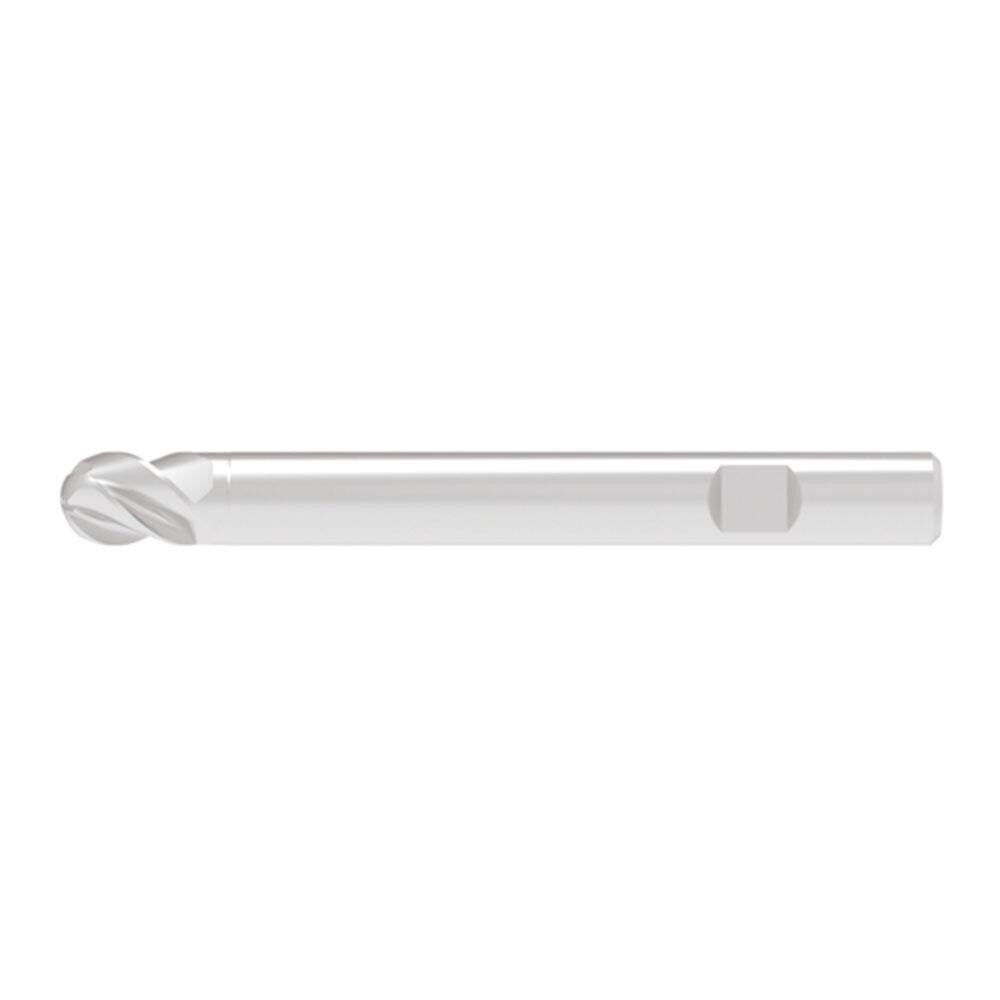 Ball End Mill: 16.00 mm Dia, 20.00 mm LOC, 4 Flute, Solid Carbide