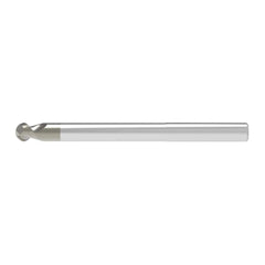Ball End Mill: 8.00 mm Dia, 9.00 mm LOC, 2 Flute, Solid Carbide