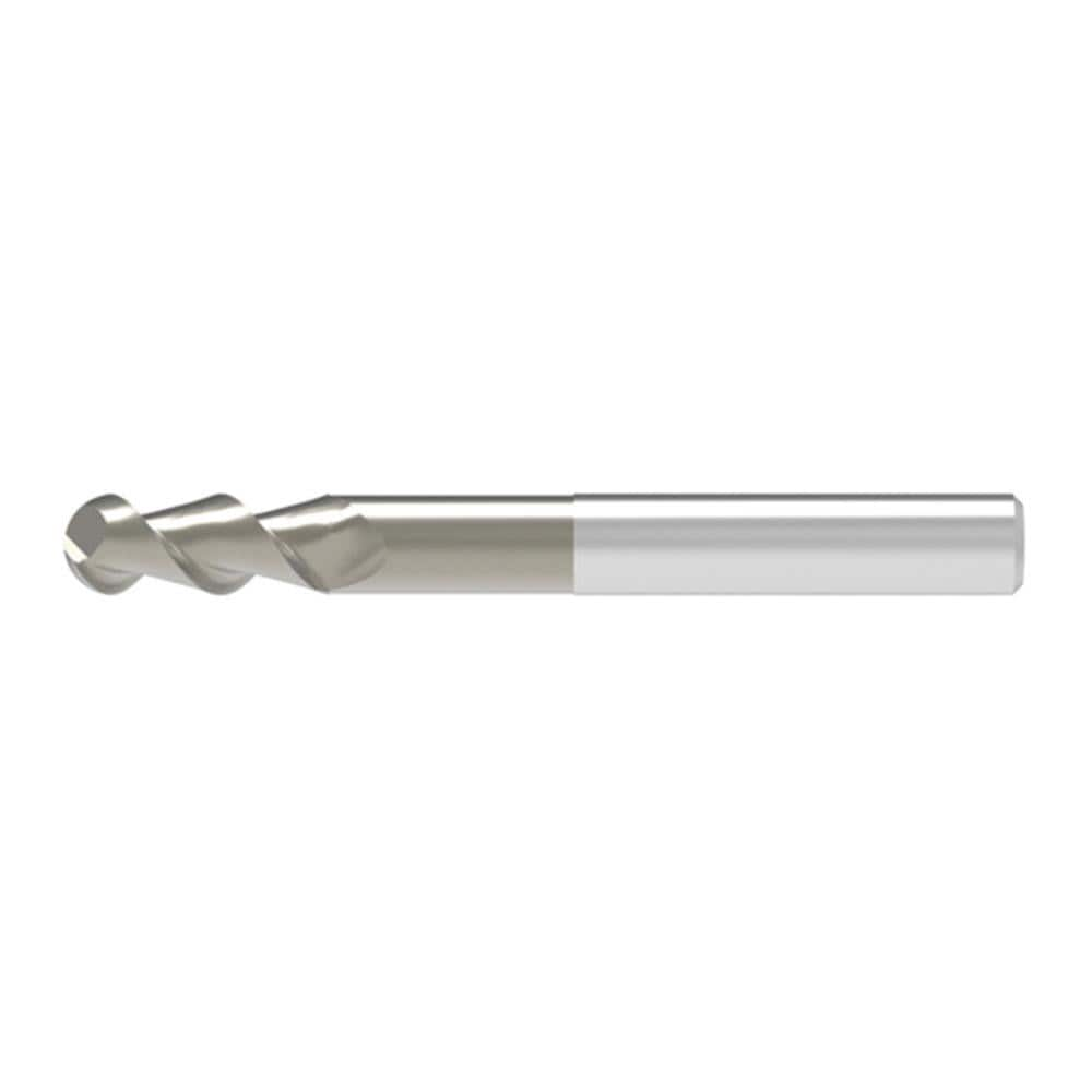 Ball End Mill: 6.00 mm Dia, 16.00 mm LOC, 2 Flute, Solid Carbide