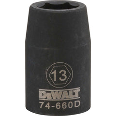 Impact Socket: 1/2" Drive, 13 mm Socket, Hex Drive